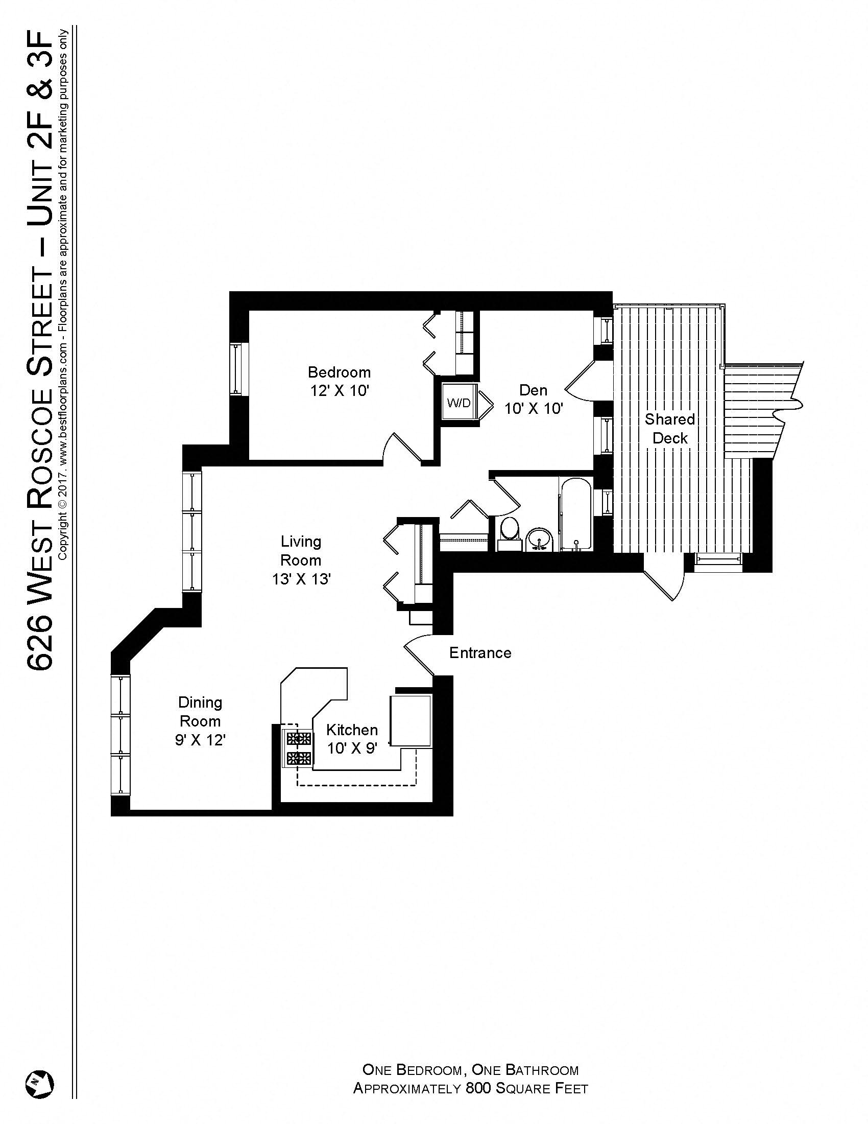 626 W Roscoe 1 Bed Plus Office